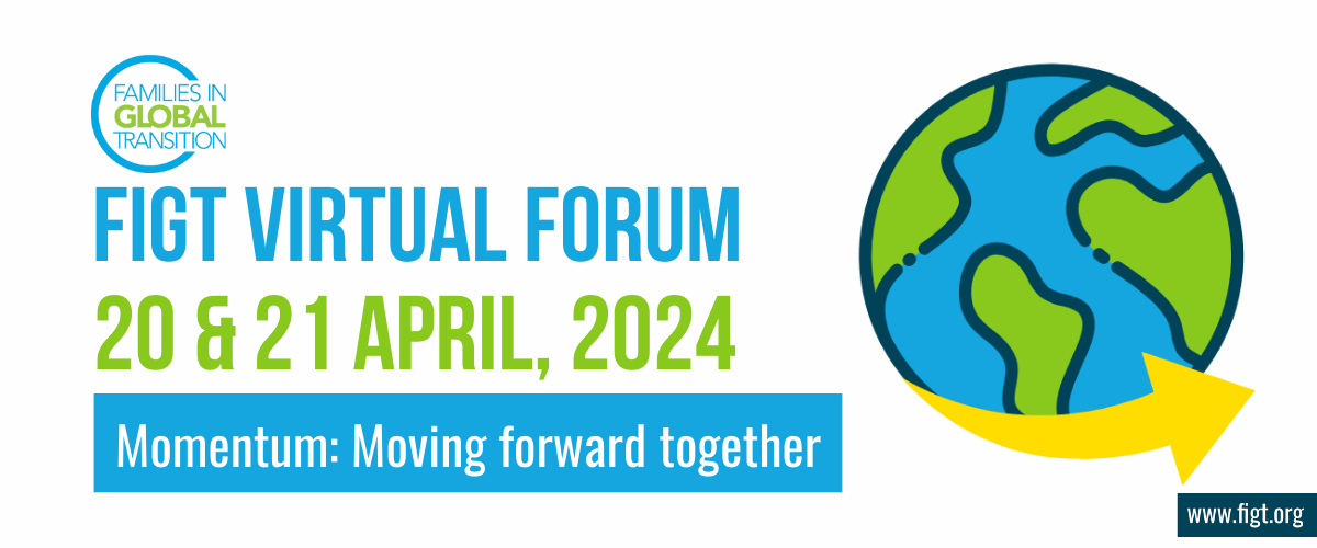 banner advertising FIGT Virtual Form with graphic of globe and arrow indicating Moving Forward Together.